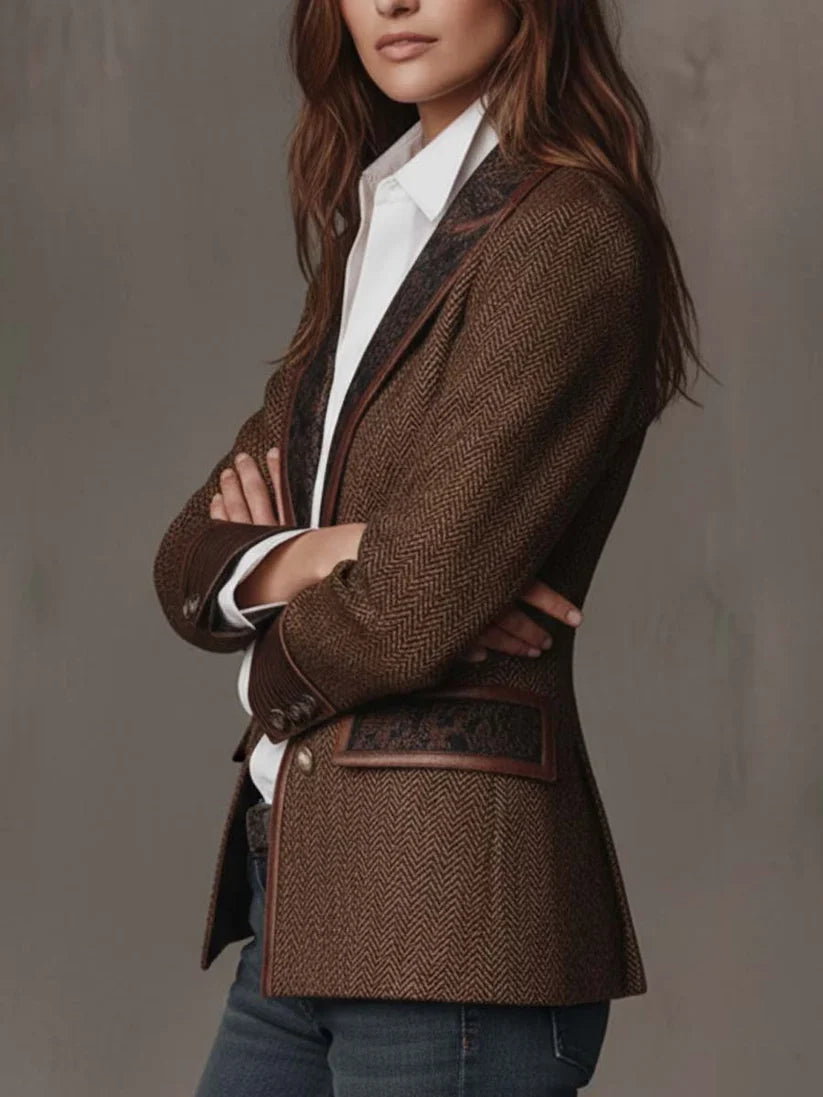 Vivien | Herringbone Printed Panel Blazer