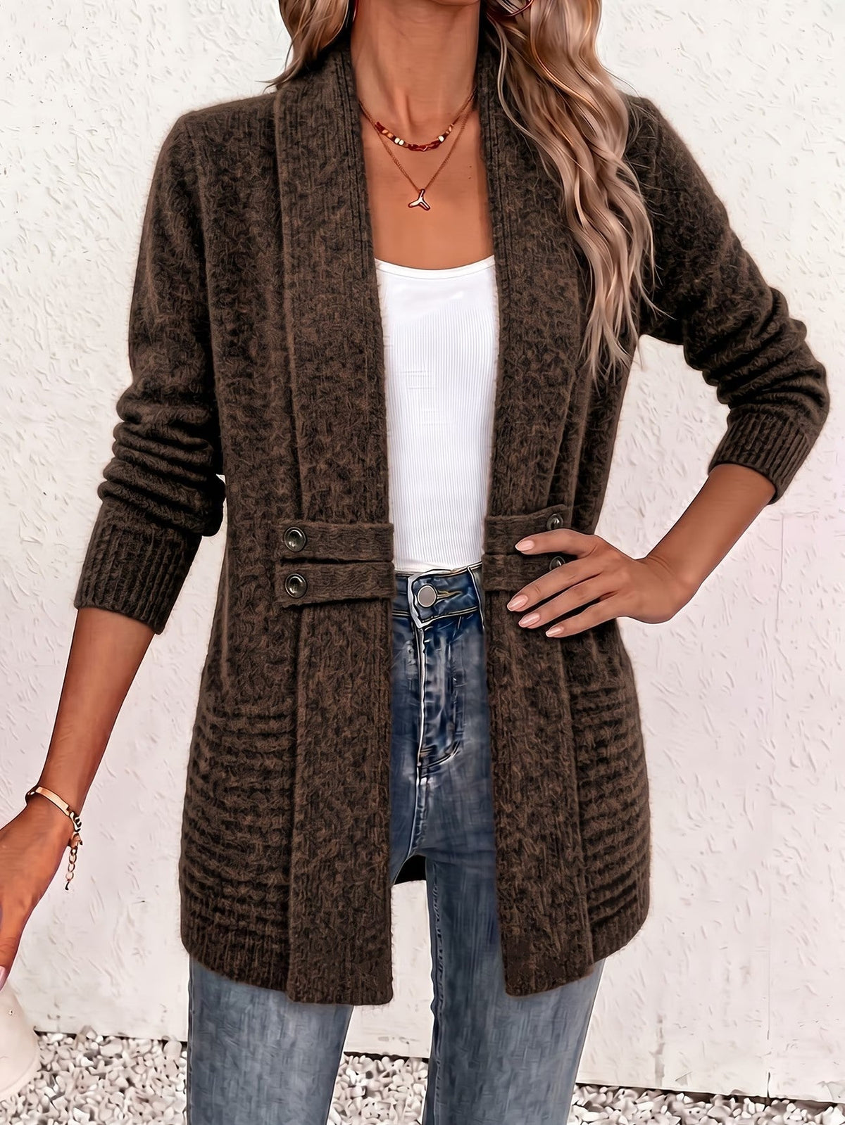 Cynthia | Cosy Ribbed Button-Tab Cardigan