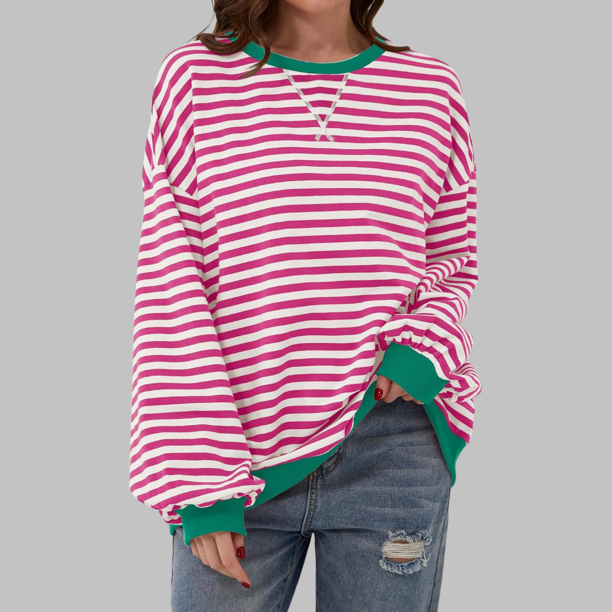 Belleford | Striped Long-Sleeve Crew Neck Sweatshirt