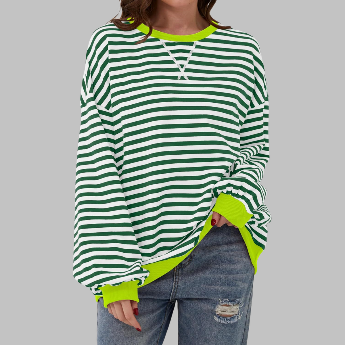 Belleford | Striped Long-Sleeve Crew Neck Sweatshirt