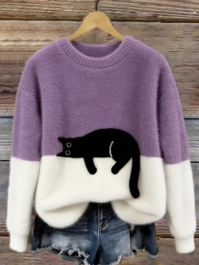 Lena | Oversized Cat Print Jumper