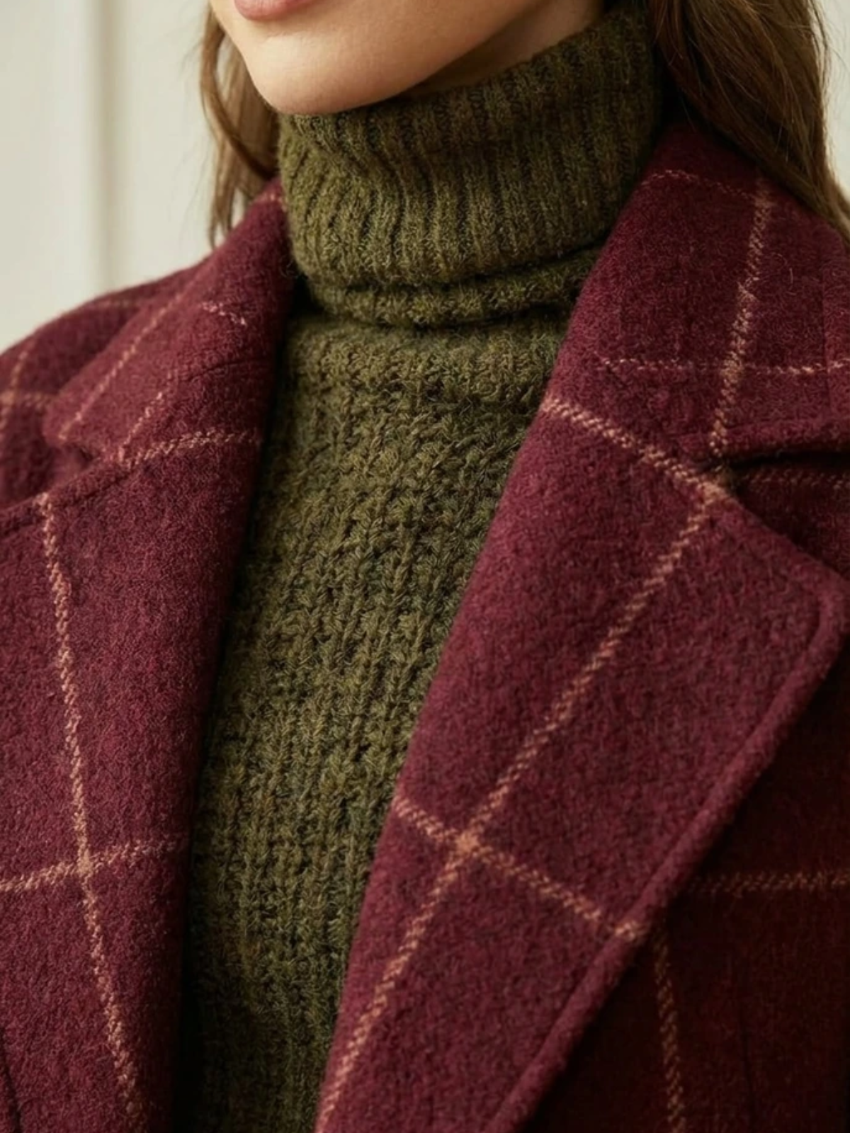 Elowen | Check Wool-Blend Long Coat