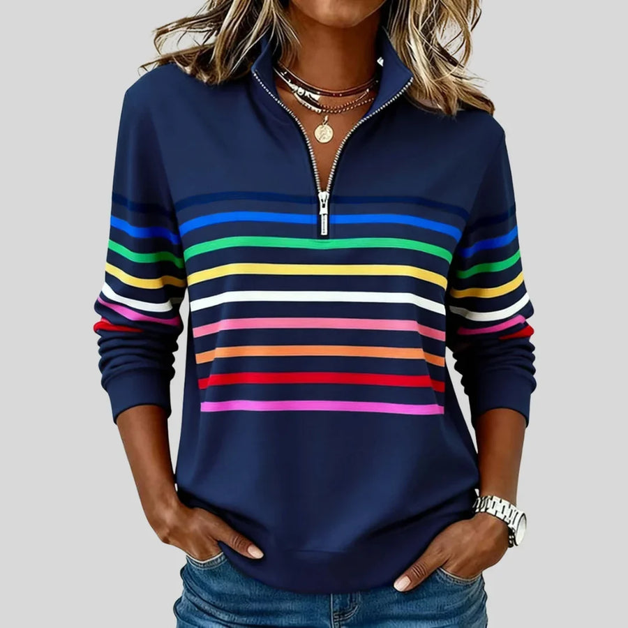 Celine | Colourful Striped Quarter-Zip Sweatshirt