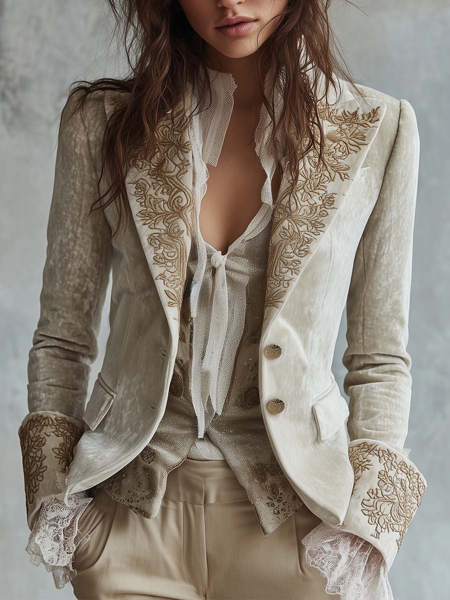 Women's Embroidered Tailored Blazer