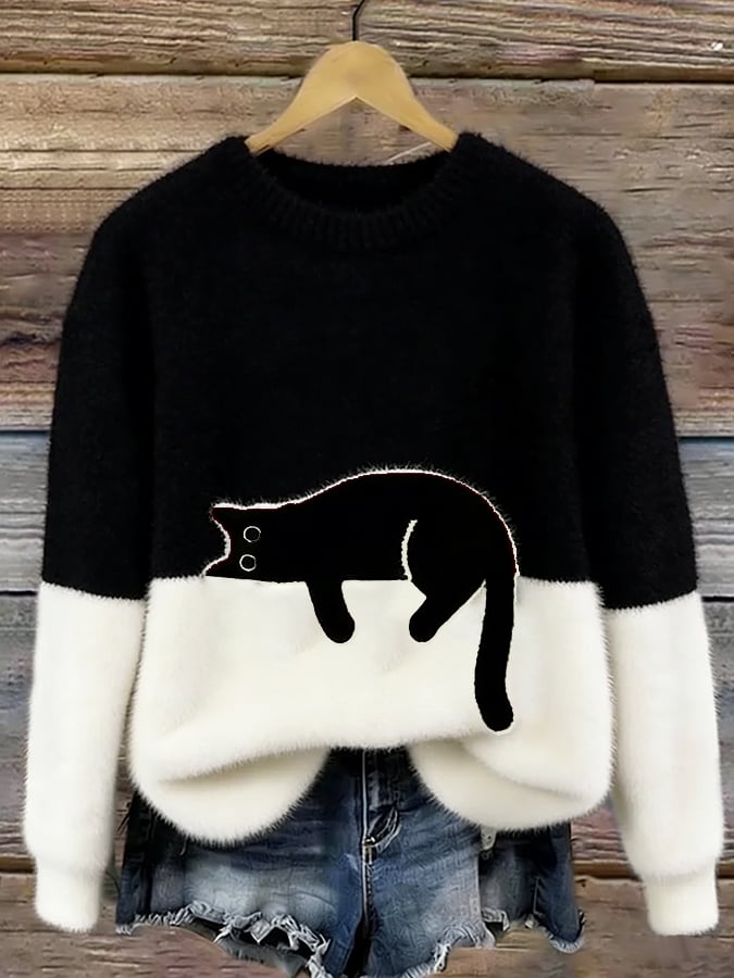 Lena | Oversized Cat Print Jumper
