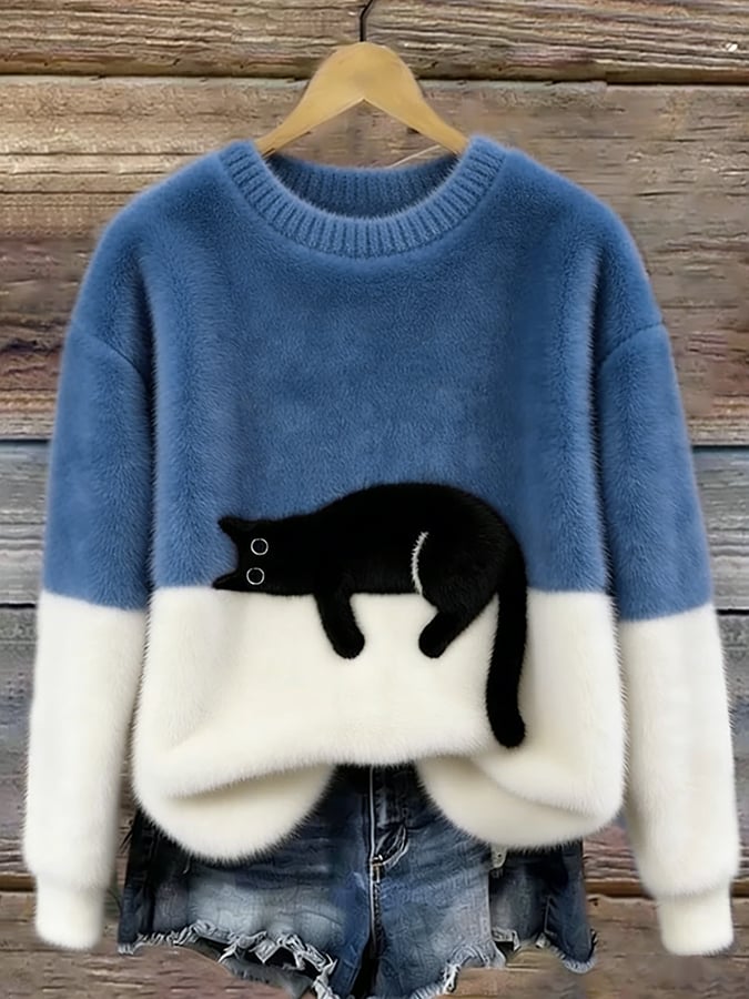 Lena | Oversized Cat Print Jumper