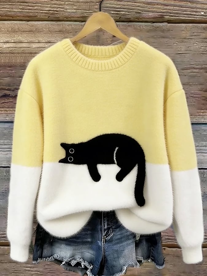 Lena | Oversized Cat Print Jumper