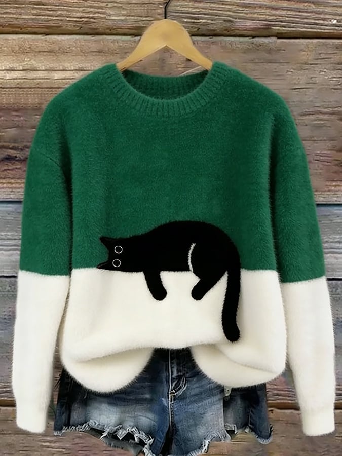 Lena | Oversized Cat Print Jumper