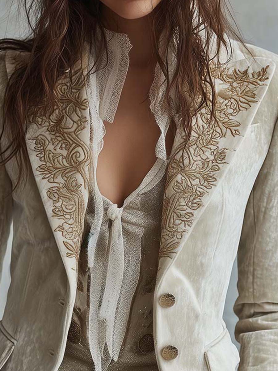 Women's Embroidered Tailored Blazer