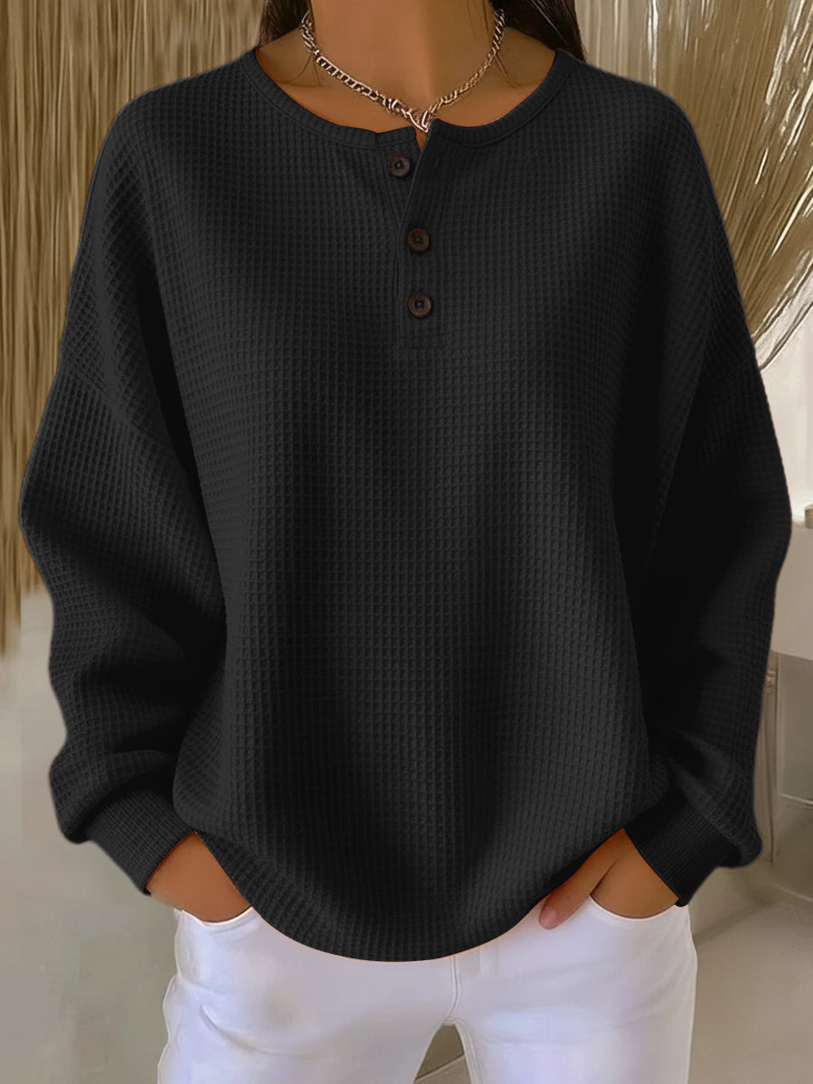 Marlowe | Waffle Henley Sweatshirt