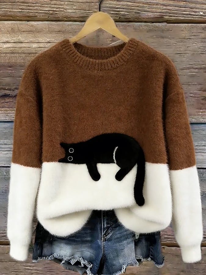 Lena | Oversized Cat Print Jumper