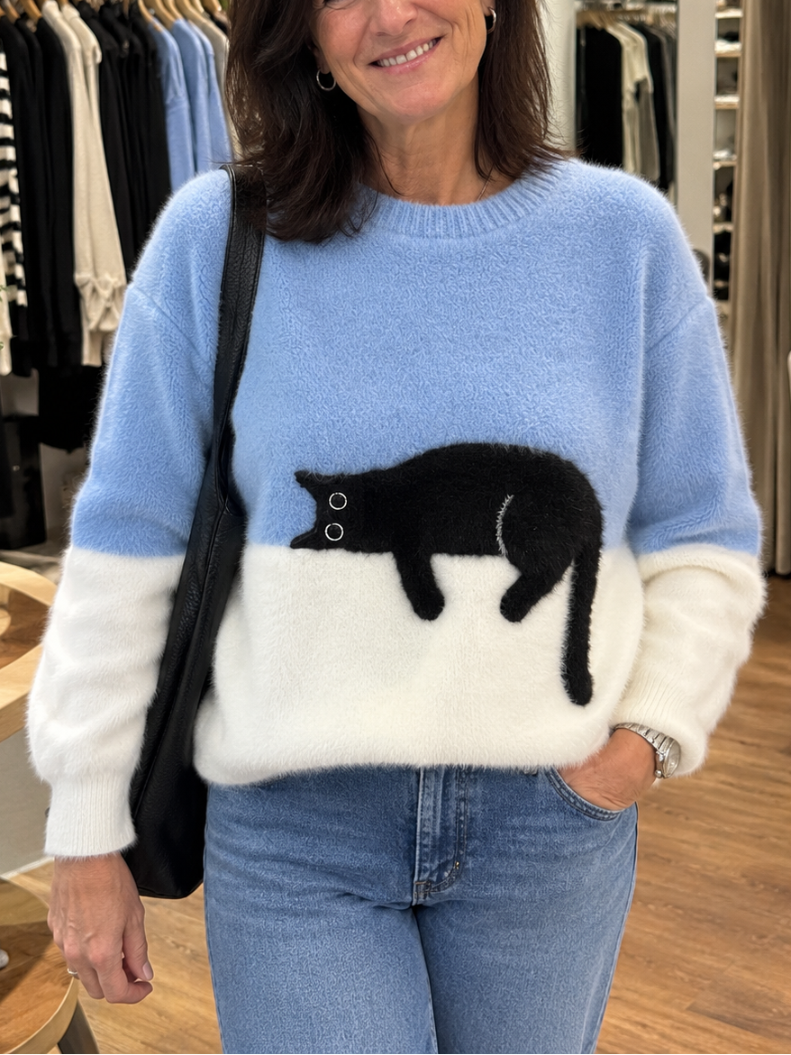 Lena | Oversized Cat Print Jumper