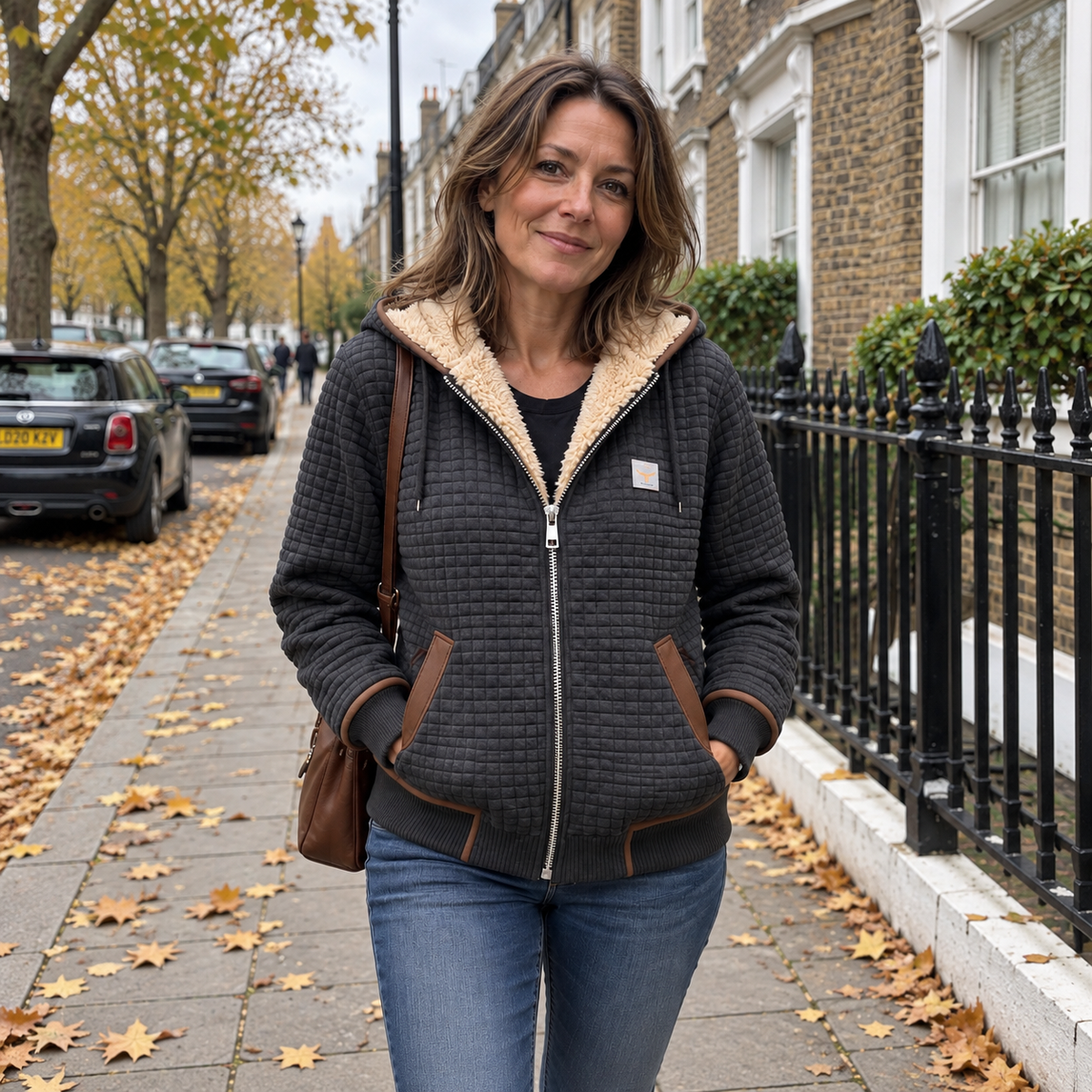 Sandra | Sherpa-Lined Quilted Zip-Up Hooded Jacket