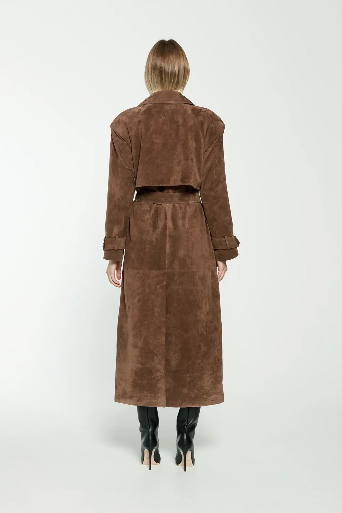Belleford | Elegant Long Suede-Effect Trench Coat