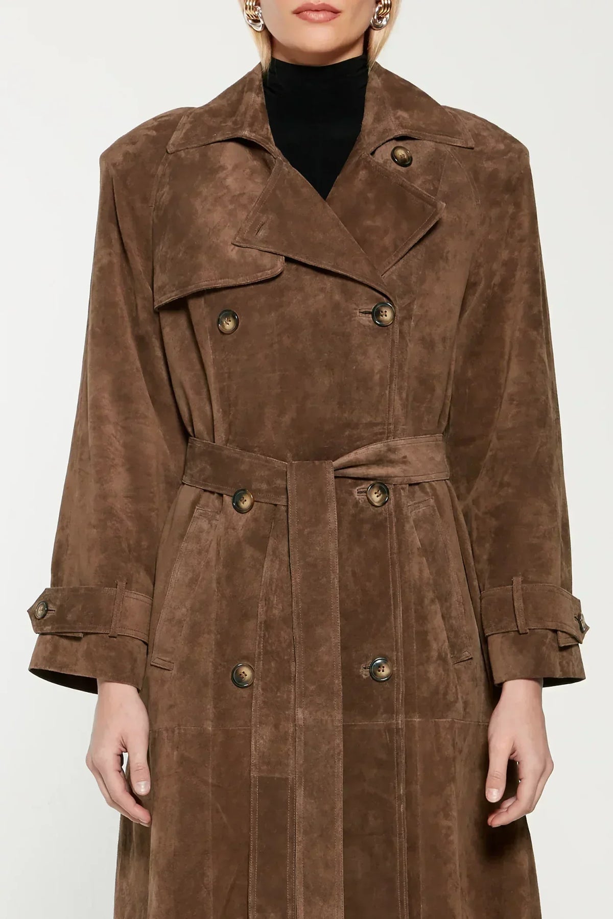 Belleford | Elegant Long Suede-Effect Trench Coat