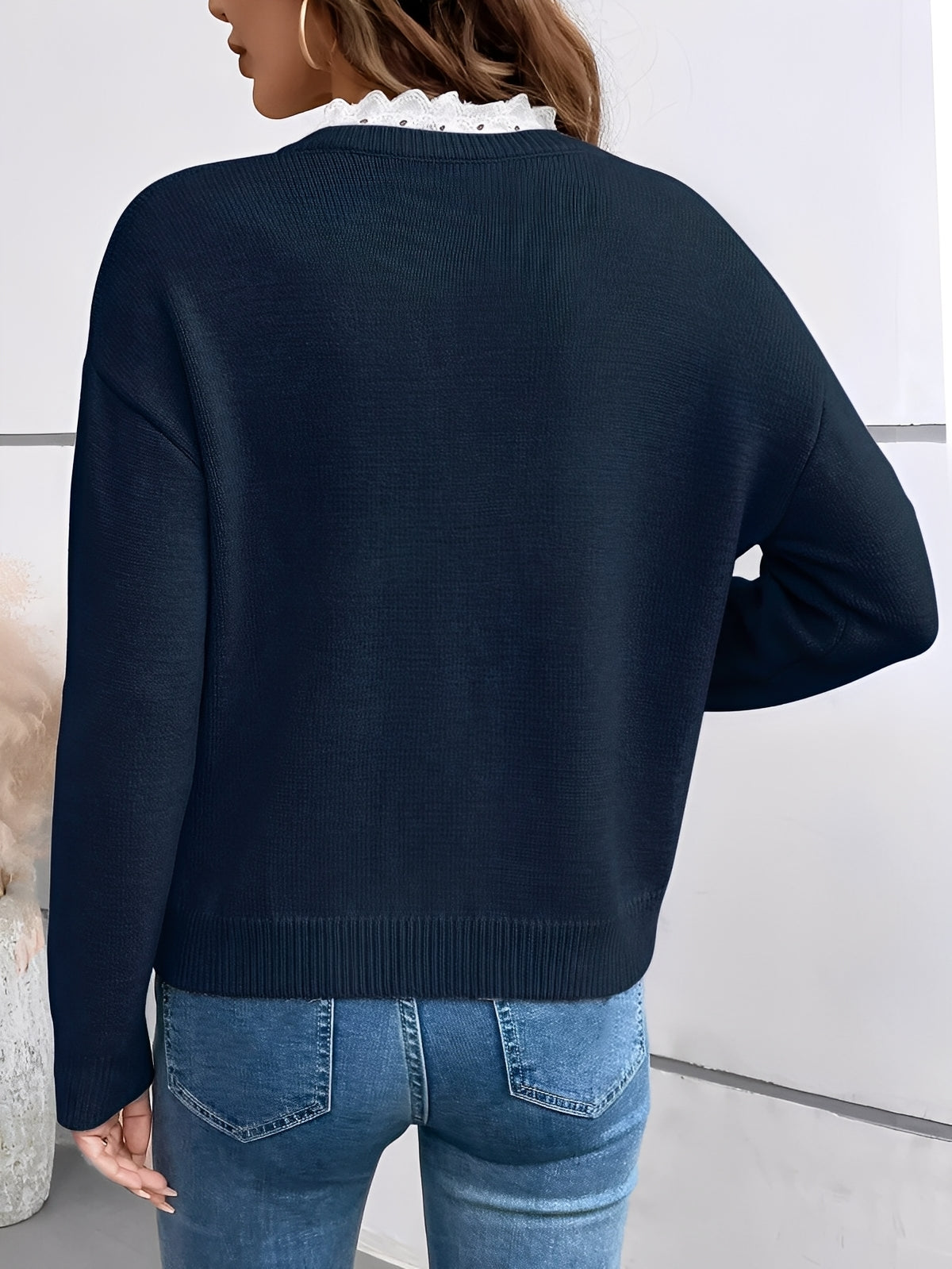 Céline | Lace Collar Jumper with Cashmere Feel