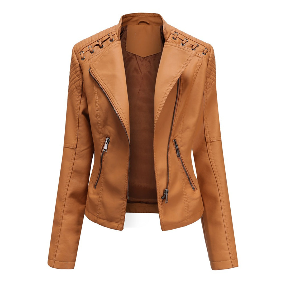 Marguerite™ | Asymmetric Grommet Biker Quilted Jacket