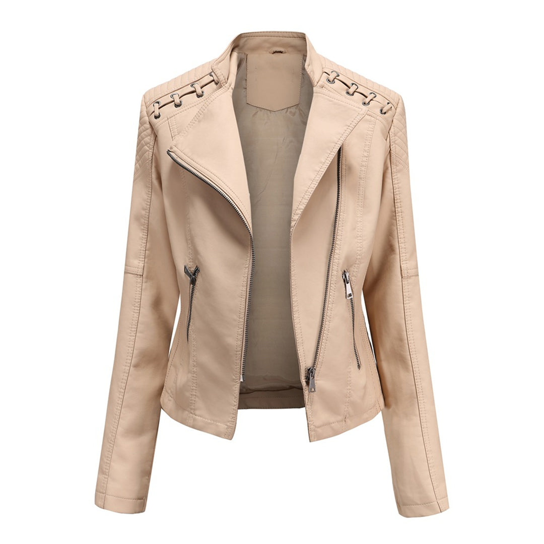 Marguerite™ | Asymmetric Grommet Biker Quilted Jacket