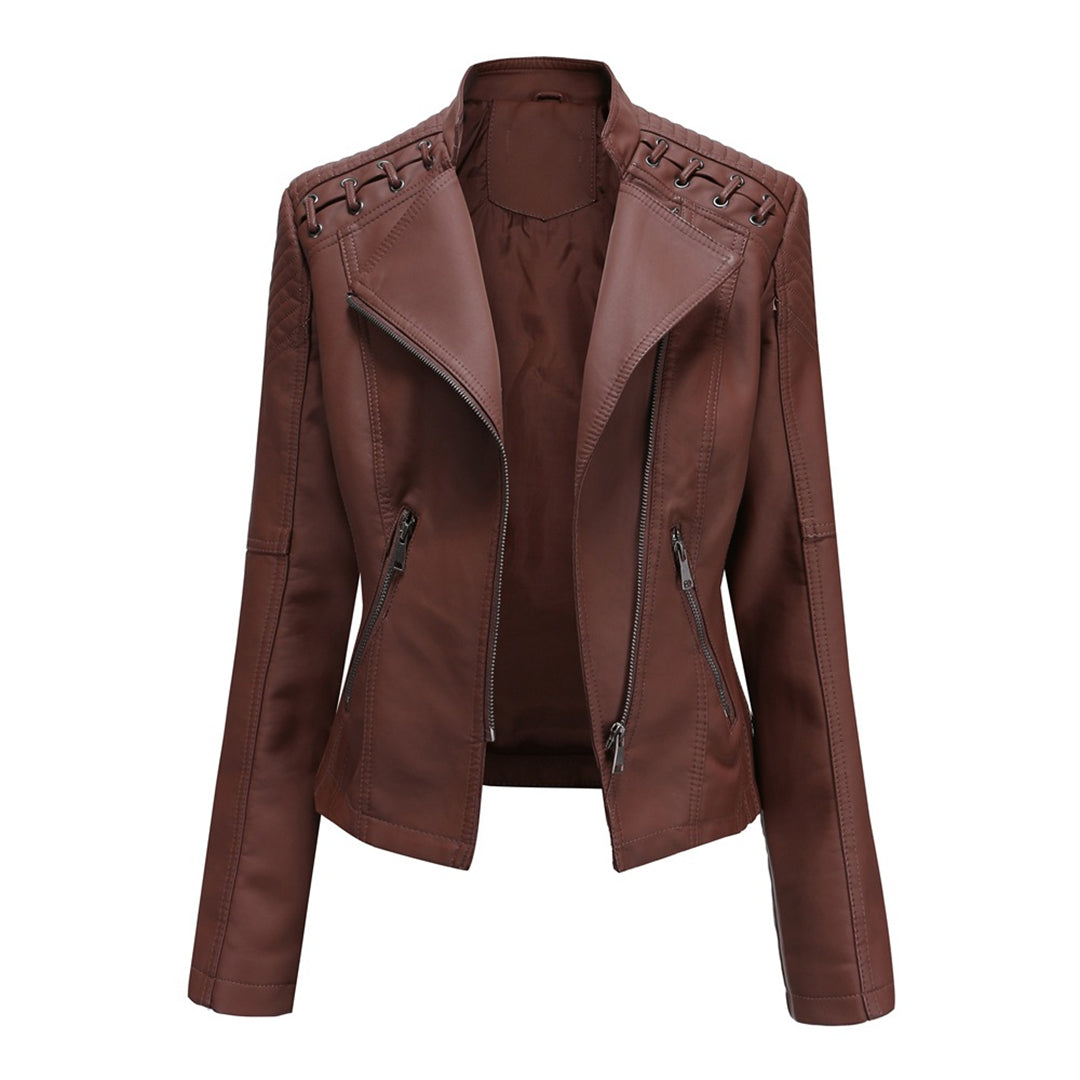 Marguerite™ | Asymmetric Grommet Biker Quilted Jacket