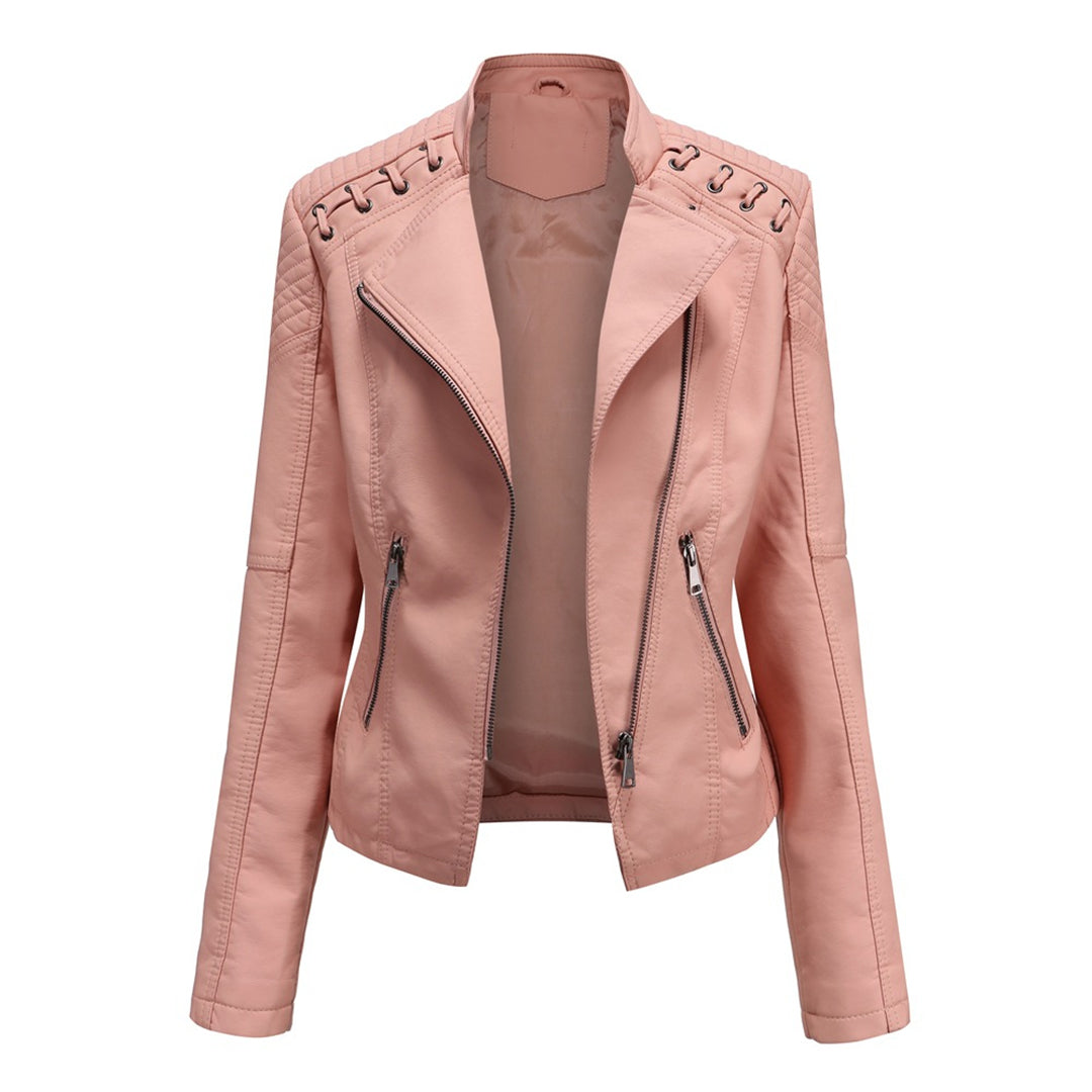 Marguerite™ | Asymmetric Grommet Biker Quilted Jacket