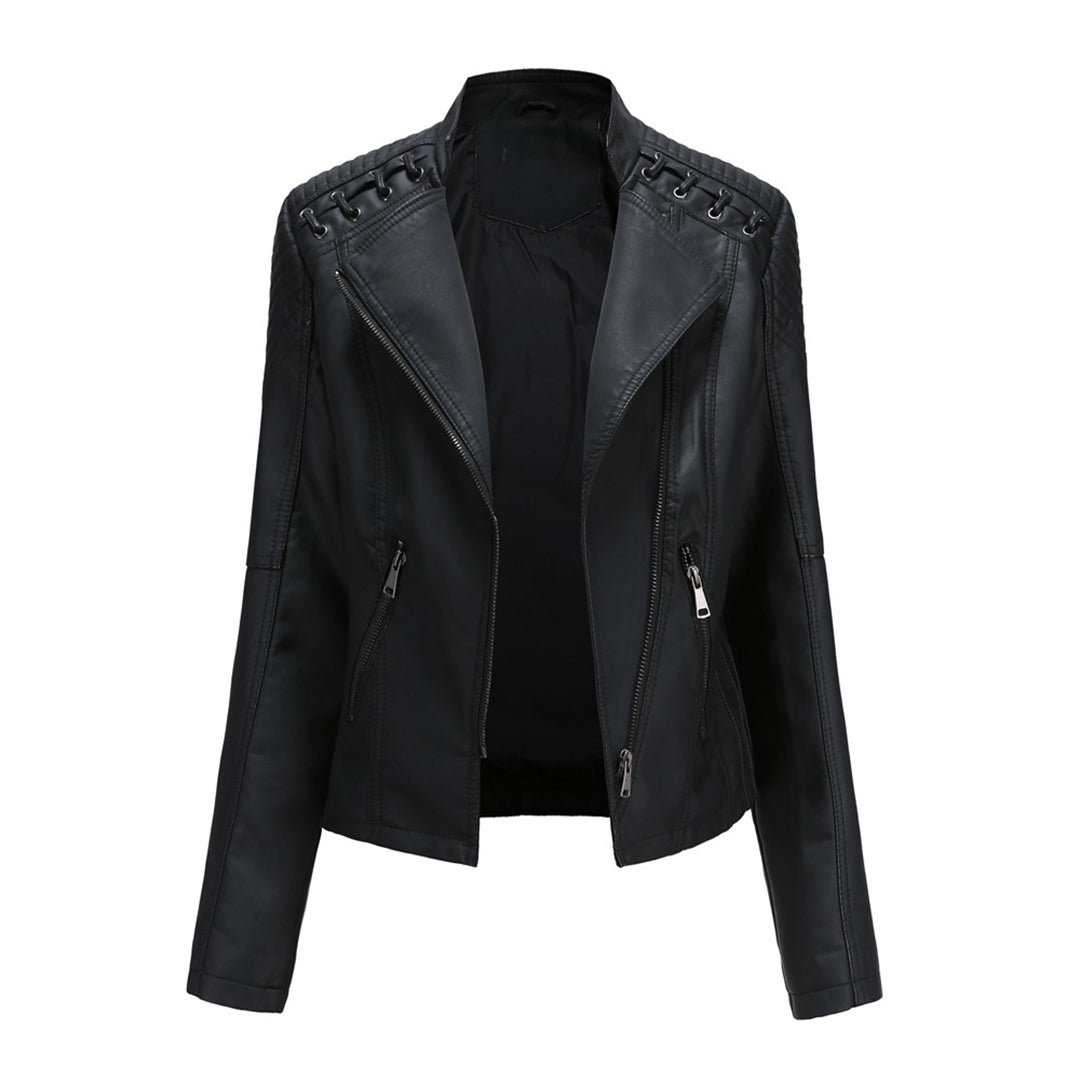 Marguerite™ | Asymmetric Grommet Biker Quilted Jacket