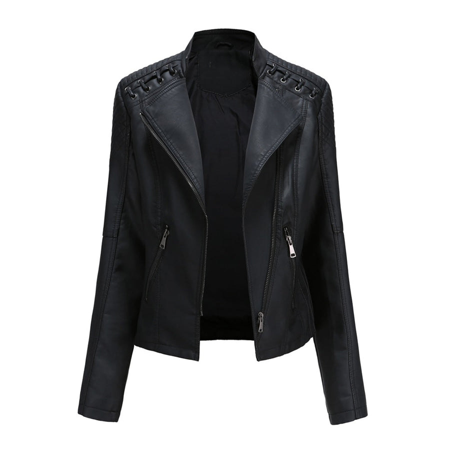 Marguerite™ | Asymmetric Grommet Biker Quilted Jacket