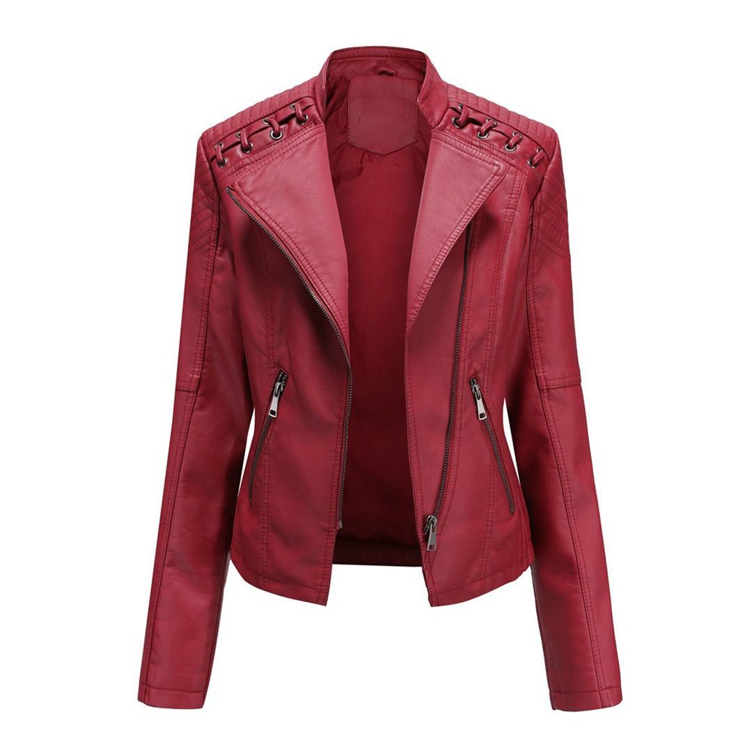 Marguerite™ | Asymmetric Grommet Biker Quilted Jacket