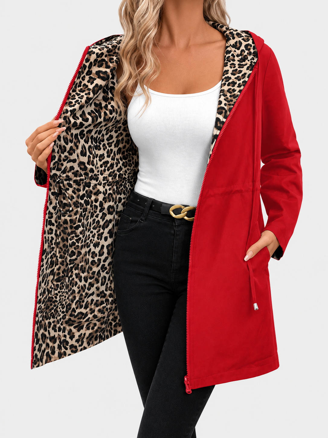 Fiona | Reversible Hooded Leopard Print Coat