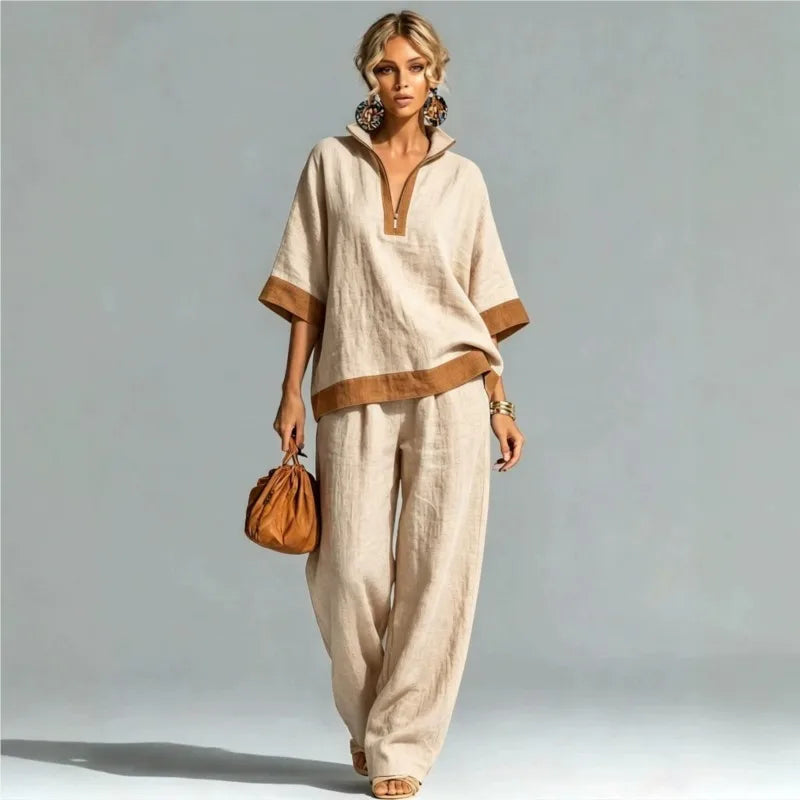 Women's Vintage Linen-Look Co-ord Set
