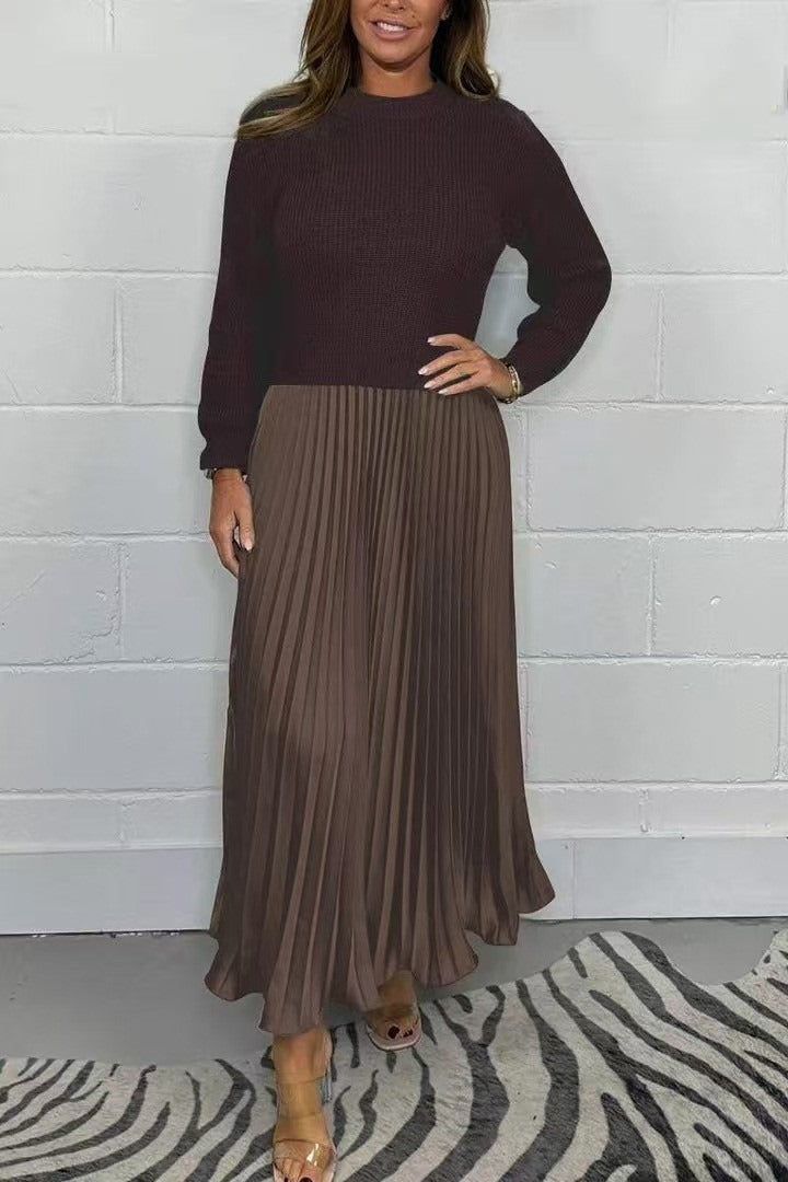 Camilla™ | Elegant Maxi Dress with Knitted Bodice and Pleated Skirt