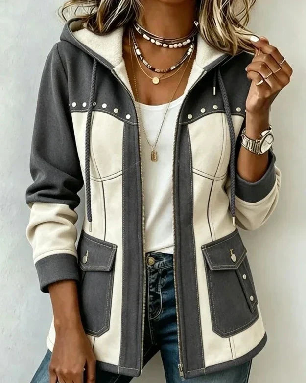 Nicole™ | Two-Fabric Hooded Jacket