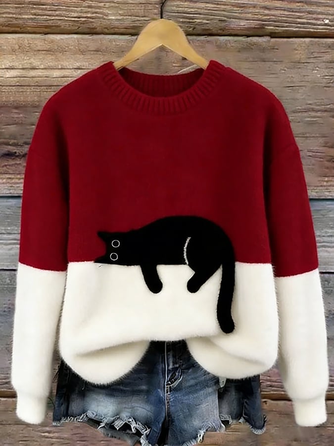 Lena | Oversized Cat Print Jumper