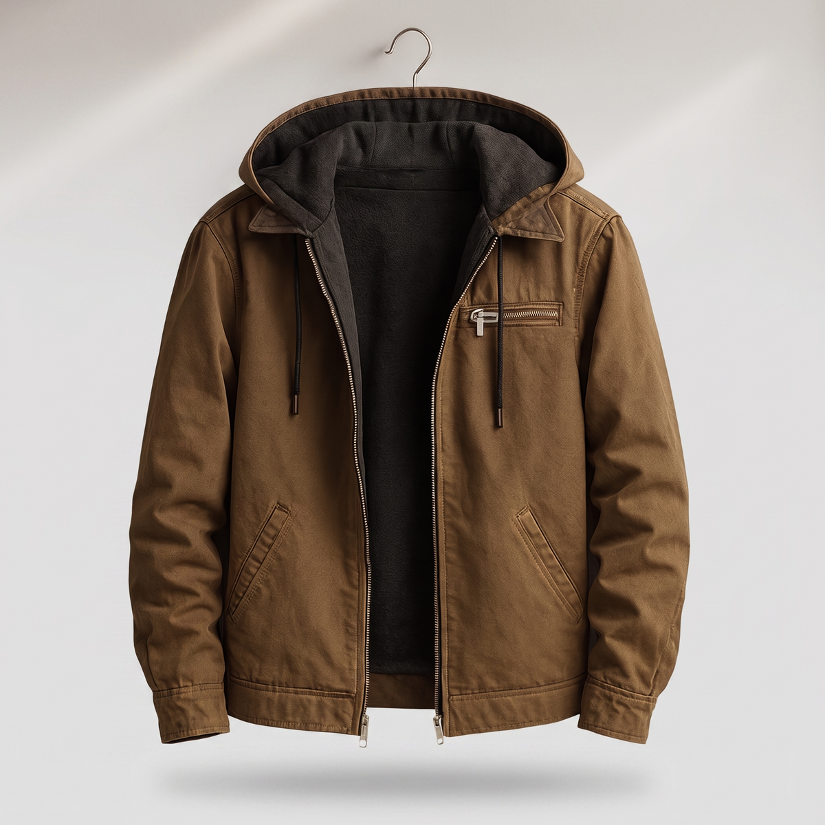 Jack | Lined Canvas Jacket with Sherpa Hood