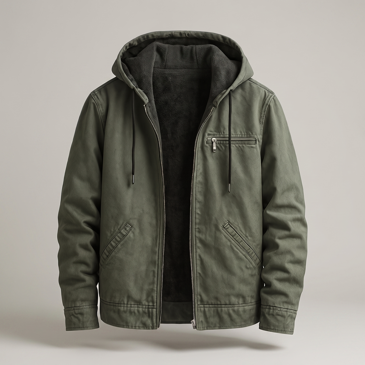 Jack | Lined Canvas Jacket with Sherpa Hood