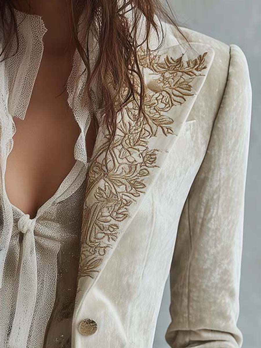 Women's Embroidered Tailored Blazer