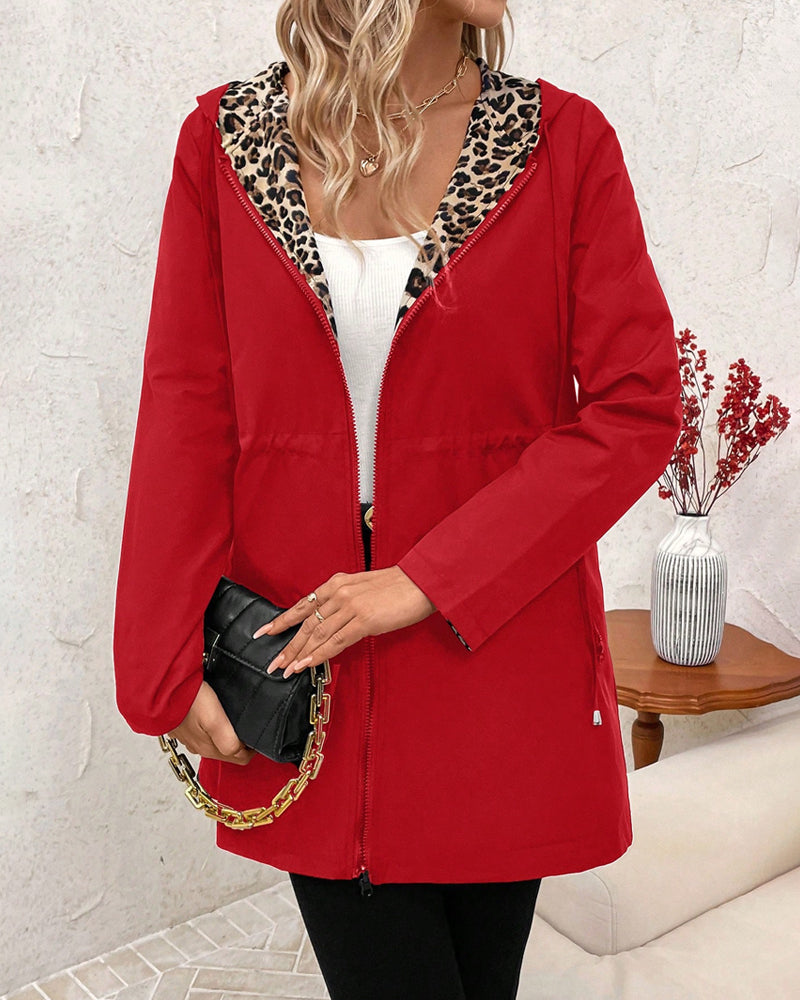 Fiona | Reversible Hooded Leopard Print Coat