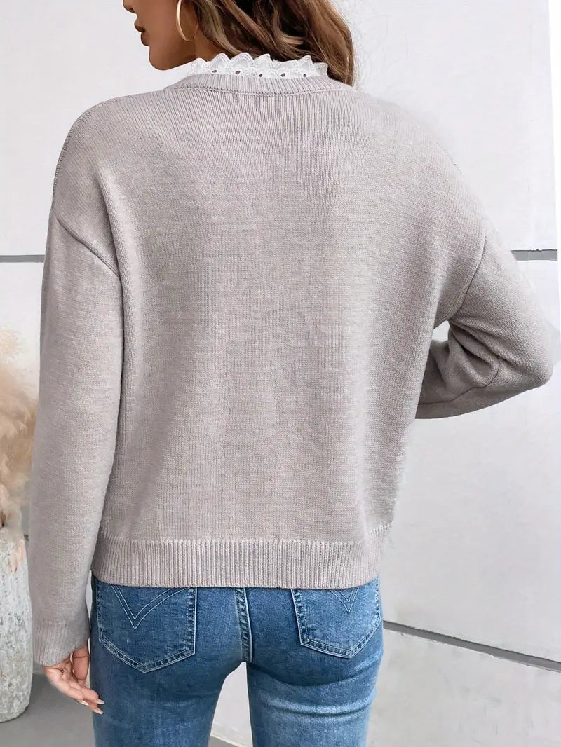 Céline | Lace Collar Jumper with Cashmere Feel