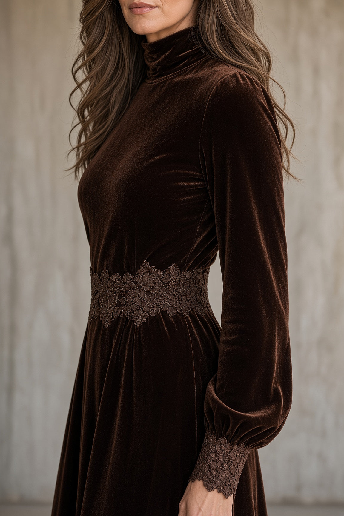 Monica™ | Velvet and Lace Maxi Dress