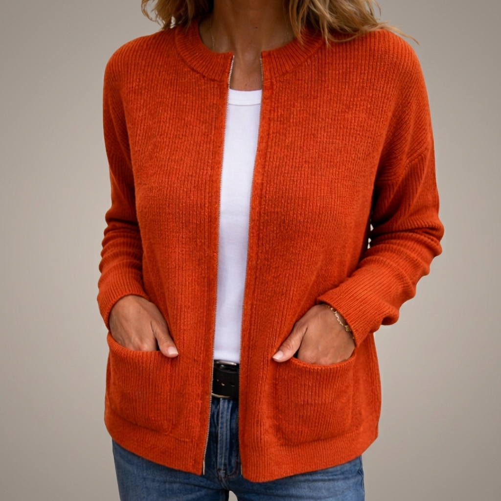 Juliet | Warm Knitted Cardigan with Zip and Pockets
