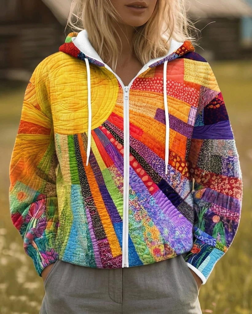 Rhealyn | Sunburst Print Zip Hoodie