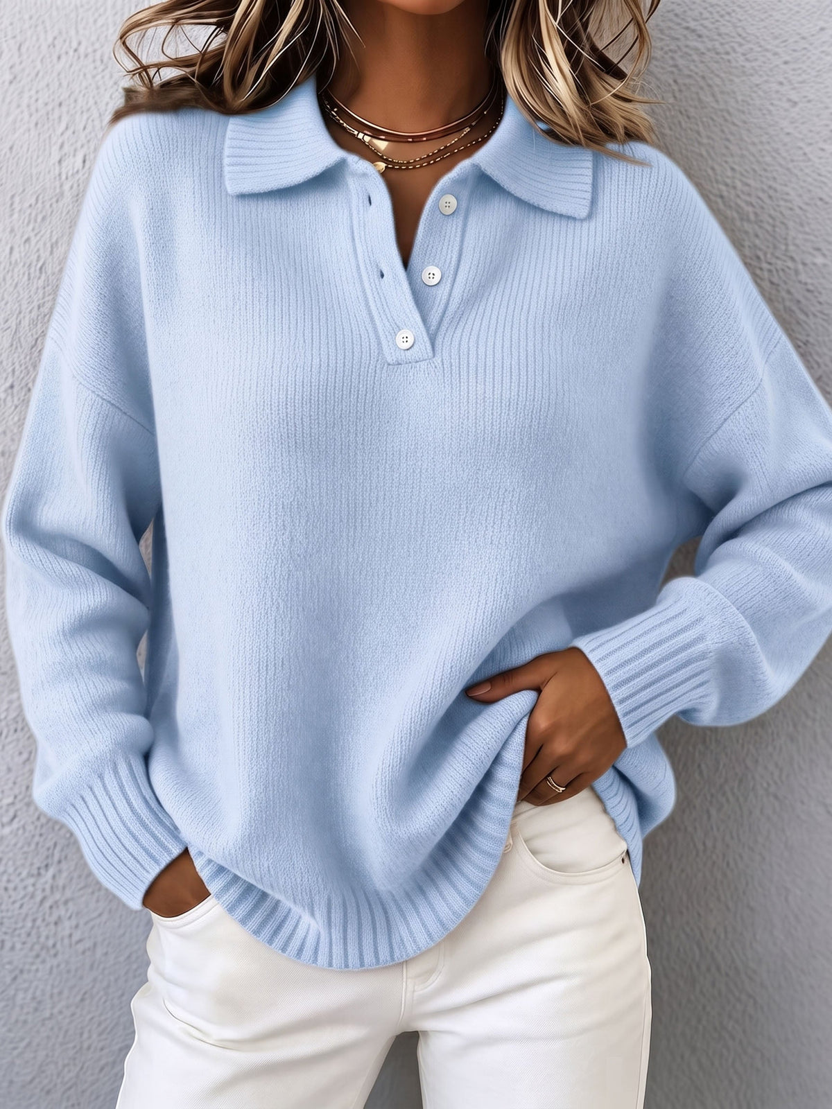 Marvelle | Chic Polo Hooded Knit Jumper