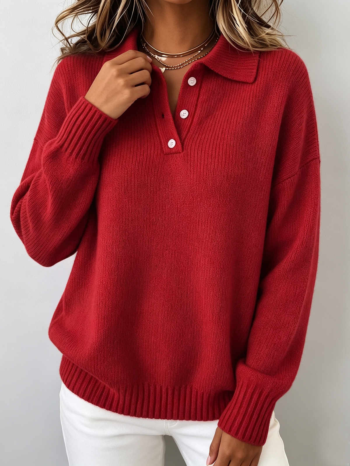 Marvelle | Chic Polo Hooded Knit Jumper