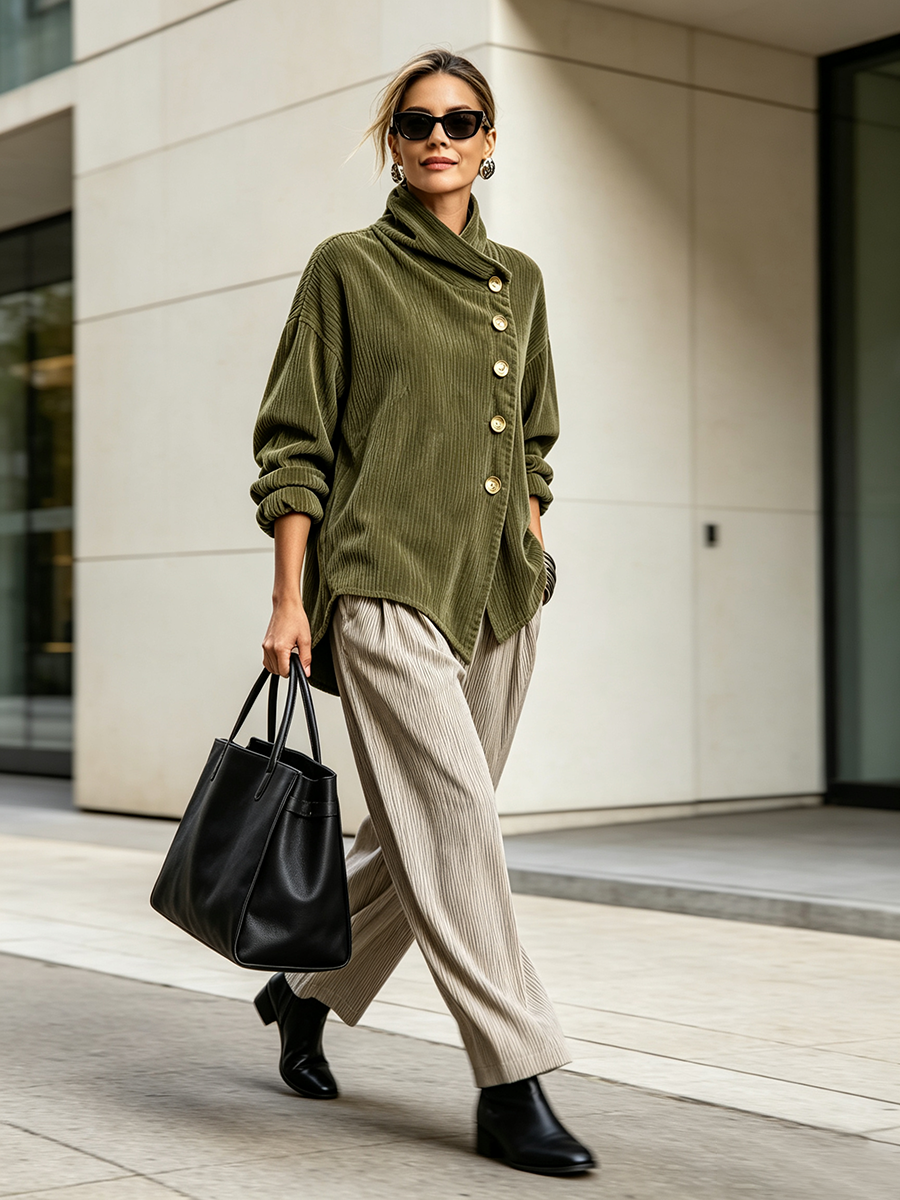 Caroline | Corduroy Jumper with High Collar