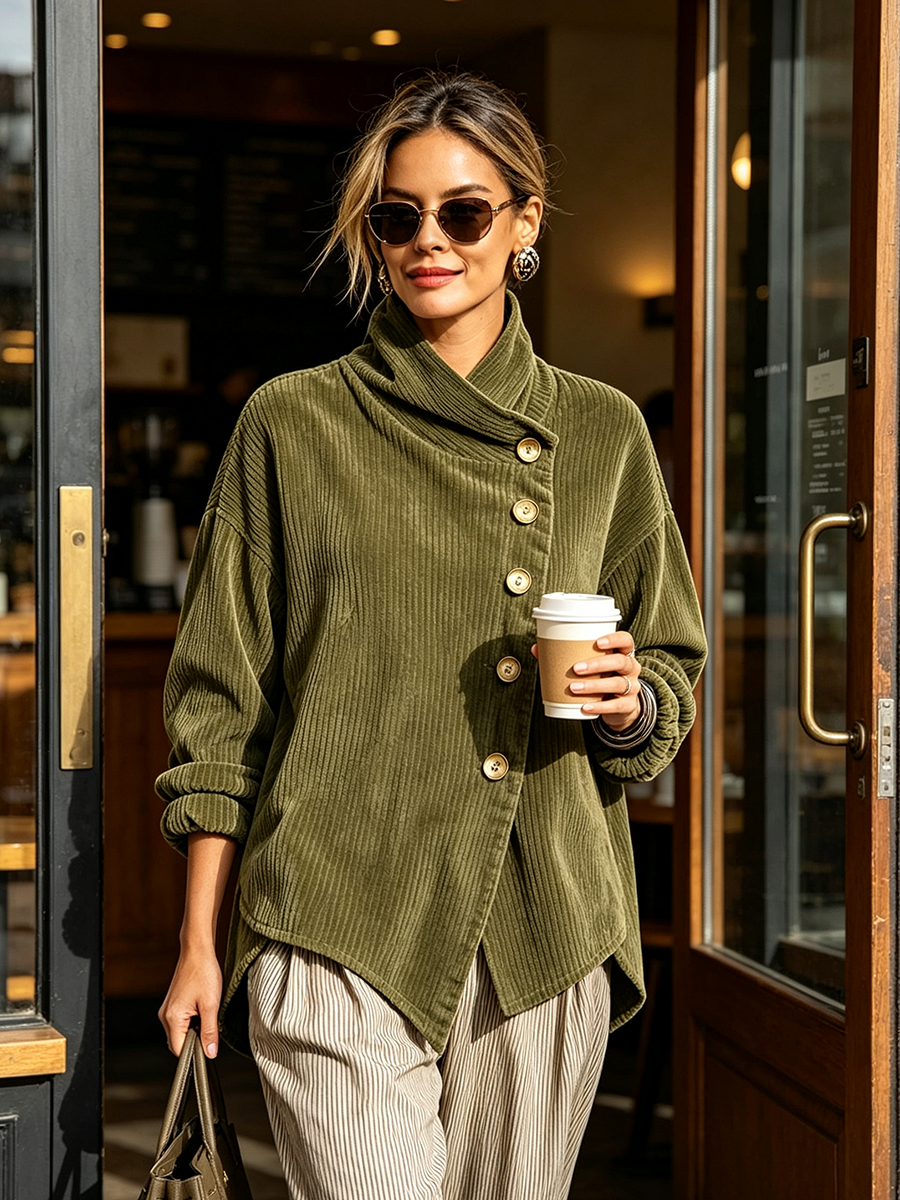 Caroline | Corduroy Jumper with High Collar