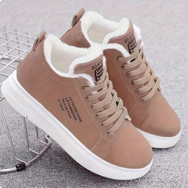 PlushStep™ | Comfortable Fleece-Lined Lace-Up Trainers