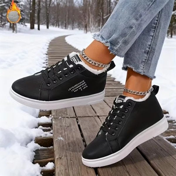 PlushStep™ | Comfortable Fleece-Lined Lace-Up Trainers
