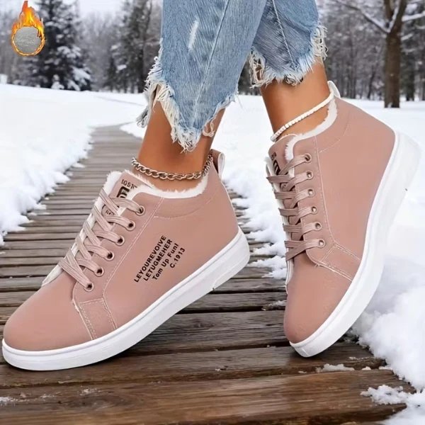 PlushStep™ | Comfortable Fleece-Lined Lace-Up Trainers