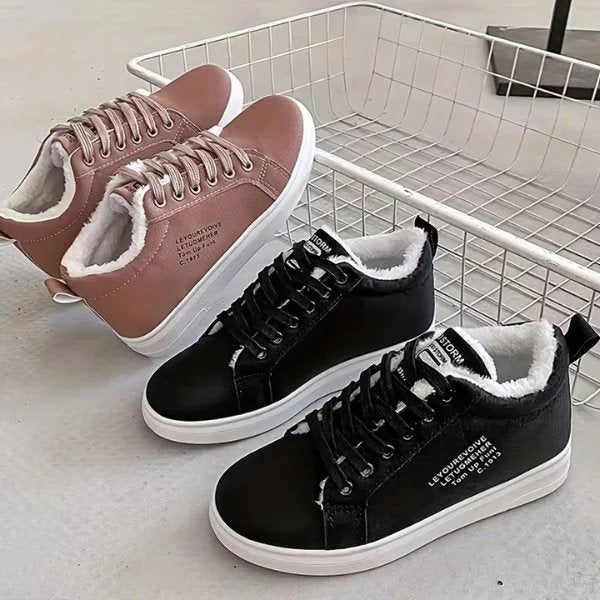 PlushStep™ | Comfortable Fleece-Lined Lace-Up Trainers