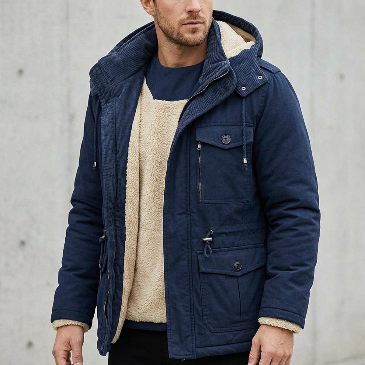 Gustav™ | Fleece-Lined Hooded Cargo Winter Parka