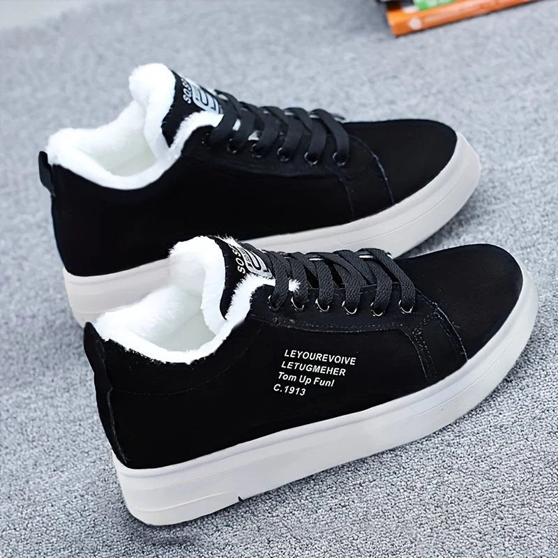 PlushStep™ | Comfortable Fleece-Lined Lace-Up Trainers